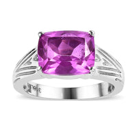 Radiant Orchid Quartz (Triplet) 3.35 ctw Solitaire Ring in Stainless Steel