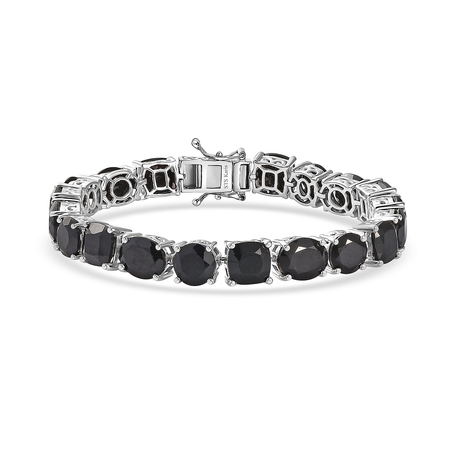 Karis Thai Black Spinel Bracelet in Platinum Bond (7.25 In) 56.25 ctw
