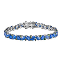 Kashmir Kyanite, Chrome Diopside Bracelet in Rhodium Over Sterling Silver (7.25 In) 21.20 ctw