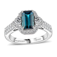 Certified & Appraised Rhapsody 950 Platinum AAAA Monte Belo Indicolite, Diamond (E-F, VS) (0.73 cts) Ring (Size 6.0) (7.45 g) 2.61 ctw