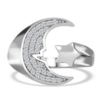 Simulated Diamond 0.45 ctw Ring in Rhodium Over Sterling Silver (Size 6.5)