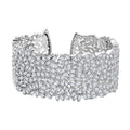 Moissanite 23.65 ctw Fire Crakers Cuff Bracelet in Rhodium Over Sterling Silver (7.25 In) - Sticky add to cart bar