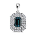 Rhapsody 950 Platinum AAAA Monte Belo Indicolite and E-F VS Diamond Double Halo Pendant without Chain 4.20 Grams 2.05 ctw - Sticky add to cart bar