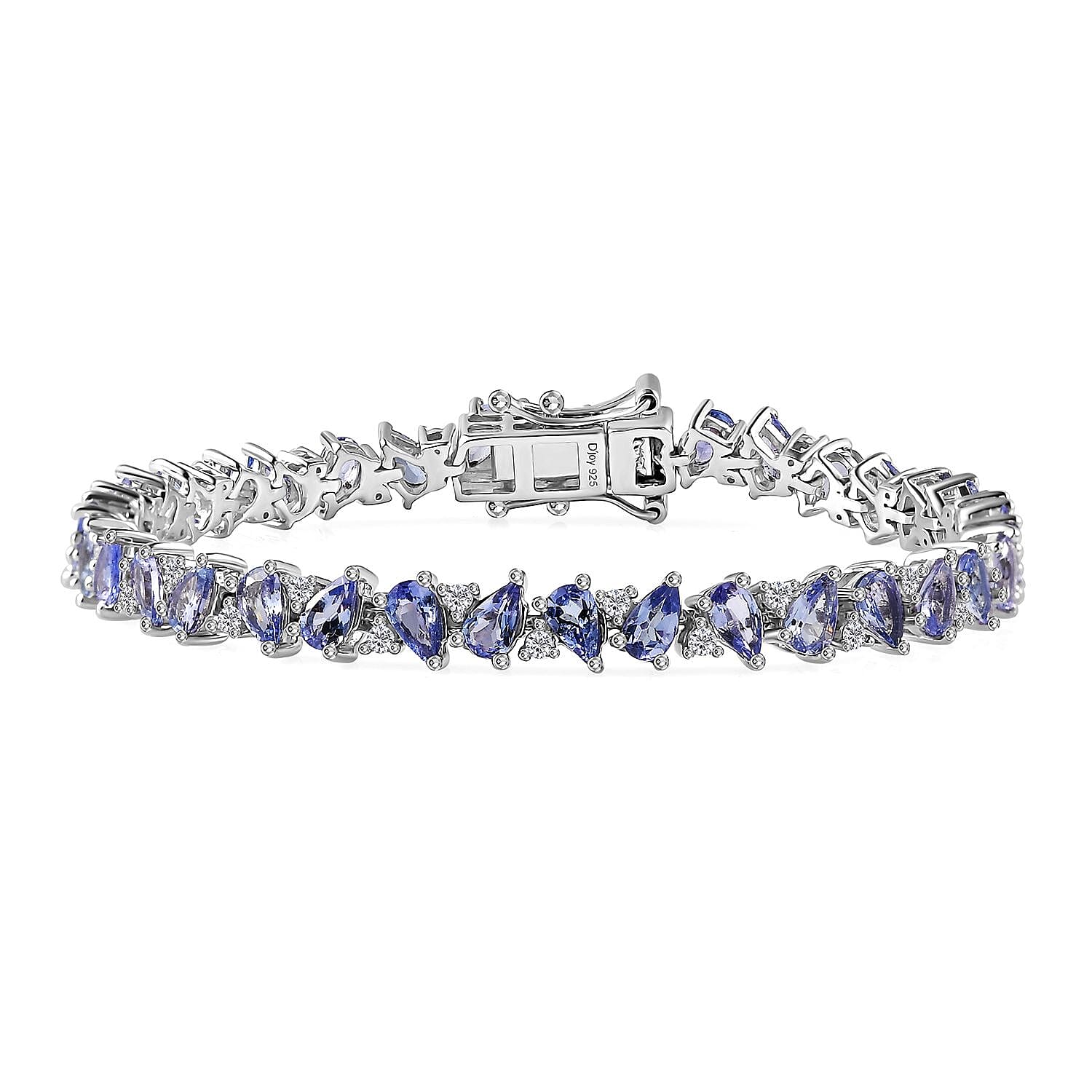 Tanzanite, Moissanite Bracelet in Rhodium Over Sterling Silver (6.50 In) 8.20 ctw