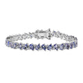 Tanzanite, Moissanite Bracelet in Rhodium Over Sterling Silver (6.50 In) 8.20 ctw - Sticky add to cart bar