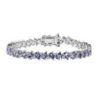 Tanzanite, Moissanite Bracelet in Rhodium Over Sterling Silver (6.50 In) 8.20 ctw