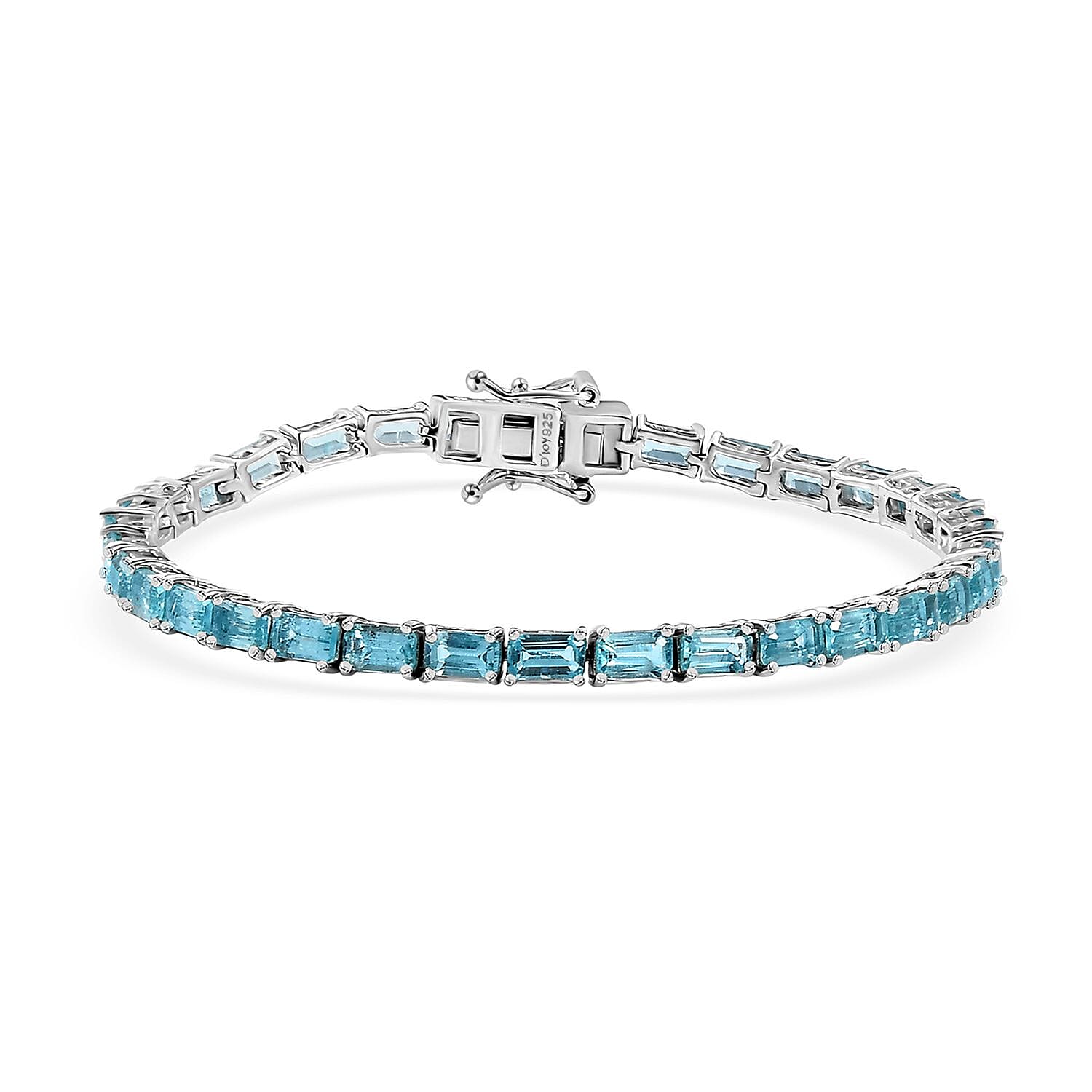 Doorbuster Betroka Blue Apatite Tennis Bracelet in Rhodium Over Sterling Silver (6.50 In) 9.00 ctw