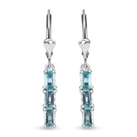 D'Joy Betroka Blue Apatite 2.15 ctw Lever Back Earrings in Rhodium Over Sterling Silver