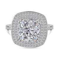 Simulated Diamond 8.90 ctw Ring in Rhodium Over Sterling Silver (Size 9)