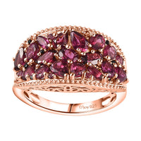 Orissa Rhodolite Garnet, Thai Black Spinel Ring in 18K Vermeil RG Over Sterling Silver (Size 8.0) 4.00 ctw