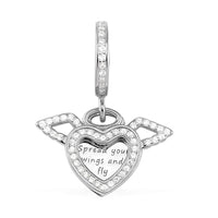 Simulated Diamond 0.65 ctw Angels and Love Charm in Rhodium Over Sterling Silver