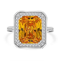 Simulated Yellow and White Diamond Ring in Rhodium Over Sterling Silver (Size 9)