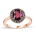 Epic Deal Radiant Ember Garnet, Natural Champagne and White Diamond (0.30 cts) Sunrays Ring in 18K Vermeil RG Over Sterling Silver (Size 10.0) 2.35 ctw - Sticky add to cart bar