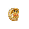 Simulated Multi Color Diamond 0.30 ctw Owl and Moon Charm in 14K Yellow Gold Over Sterling Silver - Sticky add to cart bar
