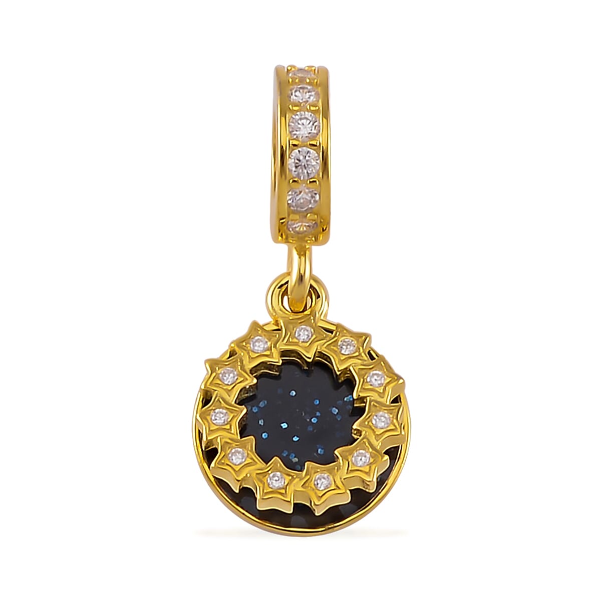 Simulated Diamond The Sky Was Full of Stars Charm in 14K YG Over Sterling Silver 0.30 ctw