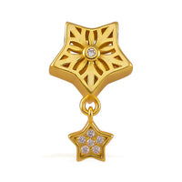 Simulated Diamond Two Stars Charm in 14K YG Over Sterling Silver 0.10 ctw