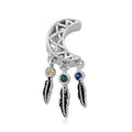 Simulated Multi Diamond Retro Moon Dreamcatcher Charm in Rhodium Over Sterling Silver 0.07 ctw - Sticky add to cart bar