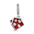 Simulated Diamond and Enameled A Red Home Charm in Rhodium Over Sterling Silver 0.25 ctw - Sticky add to cart bar
