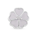 Simulated Diamond and Enameled Flower Charm in Rhodium Over Sterling Silver - Sticky add to cart bar