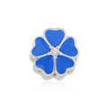 Simulated Diamond and Enameled Blue Flower Charm in Rhodium Over Sterling Silver - Sticky add to cart bar