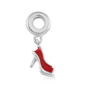 Red Enameled Fish Mouth Heels Charm in Rhodium Over Sterling Silver - Sticky add to cart bar