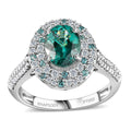 Certified & Appraised Rhapsody 950 Platinum AAAA Pirineu Lagoon Tourmaline, Paraiba Tourmaline and E-F VS Diamond Ring 7.80 Grams 2.62 ctw - Sticky add to cart bar