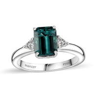 Certified & Appraised Rhapsody 950 Platinum AAAA Pirineu Lagoon Tourmaline, Diamond (E-F, VS) (0.20 cts) Ring (Size 6.0) (7.80 g) 2.47 ctw
