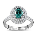 Certified & Appraised Rhapsody 950 Platinum AAAA Pirineu Lagoon Tourmaline, Diamond (E-F, VS) (0.83 cts) Double Halo Ring (Size 6.0) (6.50 g) 2.20 ctw - Sticky add to cart bar