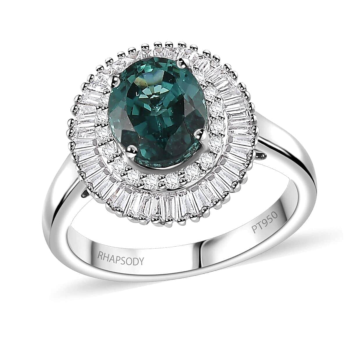 Certified & Appraised Rhapsody 950 Platinum AAAA Pirineu Lagoon Tourmaline and E-F VS Diamond Cocktail Ring 6.60 Grams 2.90 ctw