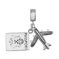 Passport Airplane Charm in Rhodium Over Sterling Silver 3.25 Grams - Sticky add to cart bar