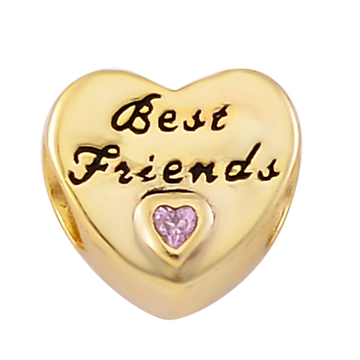 Simulated Pink Diamond Best Friend Charm in Rhodium Over Sterling Silver 0.05 ctw