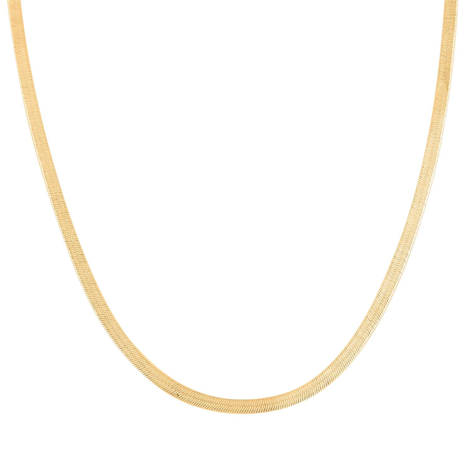 14K Yellow Gold Over Sterling Silver Herringbone Chain Necklace 18 Inches 9.50 Grams