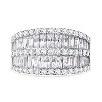 Simulated Diamond 6.95 ctw Ring in Rhodium Over Sterling Silver (Size 6.5)