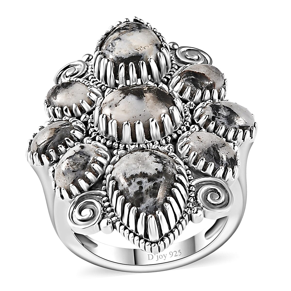 Artisan Crafted White Buffalo Ring in Sterling Silver (Size 7.0) 8.10 ctw