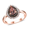 Premium Pink Morganite, Natural Champagne and White Diamond (0.26 cts) Ring in 18K Vermeil RG Over Sterling Silver (Size 10.0) 1.00 ctw - Sticky add to cart bar
