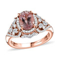 Premium Pink Morganite, Multi Gemstone Ring in 18K Vermeil RG Over Sterling Silver (Size 8.0) 1.30 ctw - Sticky add to cart bar