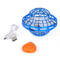 Blue Rechargeable UFO Aircraft Toy with Gyro and Light (3.7V, 120MAH LI-POLY USB Charger) (3.66"x3.66"x2.48")