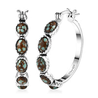Artisan Crafted Premium Blue Horizon Turquoise 4.60 ctw Hoop Earrings in Sterling Silver