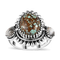 Artisan Crafted Blue Horizon Turquoise and White Buffalo 4.60 ctw Ring in Sterling Silver (Size 10.0) - Sticky add to cart bar
