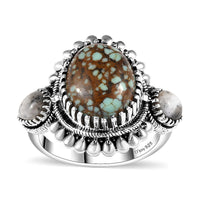 Artisan Crafted Blue Horizon Turquoise and White Buffalo 4.60 ctw Ring in Sterling Silver (Size 10.0)