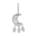 Simulated Diamond Moon Dreamcatcher Charm in Rhodium Over Sterling Silver - Sticky add to cart bar