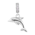 Simulated Diamond Dolphin Charm in Rhodium Over Sterling Silver 0.15 ctw - Sticky add to cart bar