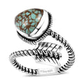 Artisan Crafted Blue Horizon Turquoise 3.00 ctw Bypass Ring in Sterling Silver - Sticky add to cart bar