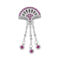 Simulated Ruby Color Diamond Fan Flutters Charm in Rhodium Over Sterling Silver 0.50 ctw - Sticky add to cart bar