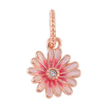 Simulated Diamond, Enameled Chrysanthemum Charm in 14K YG Over Sterling Silver - Sticky add to cart bar