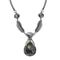 D'Joy Artisan Crafted Blue Horizon Turquoise, White Buffalo 17.65 ctw Feather Necklace in Black Oxidized Sterling Silver 18-20 Inches - Sticky add to cart bar