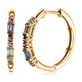 Multi Sapphire 0.65 ctw Art Deco Hoop Earrings in 18K Vermeil Yellow Gold Over Sterling Silver - Sticky add to cart bar