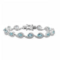 Doorbuster Premium Betroka Paraiba Apatite, Moissanite Bracelet in Rhodium Over Sterling Silver (6.50 In) 6.75 ctw - Sticky add to cart bar