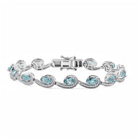 Doorbuster Premium Betroka Paraiba Apatite, Moissanite Bracelet in Rhodium Over Sterling Silver (6.50 In) 6.75 ctw
