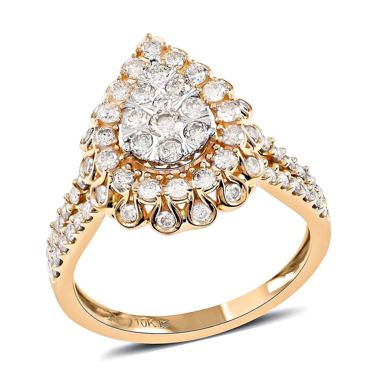 10K Yellow Gold G-H I2 Diamond Ring (Size 9.5) 1.00 ctw
